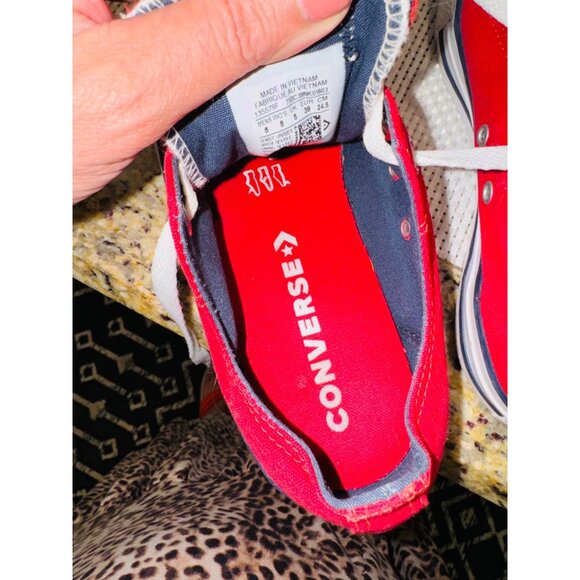 Converse Unisex Low Top Red Sneaker W8 M6 Canvas Casual Shoes School Girl Skater - Picture 10 of 11